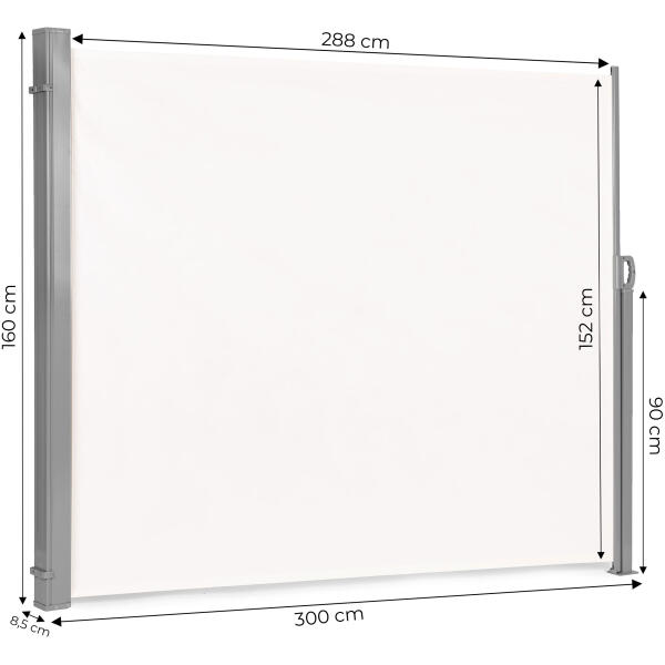 Sammenleggbar markise 300x160 cm side rullegardin skjerm for hage terrasse Beige - Bilde 10