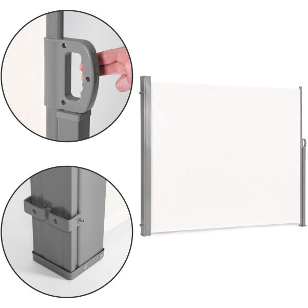 Sammenleggbar markise 300x160 cm side rullegardin skjerm for hage terrasse Beige - Bilde 5