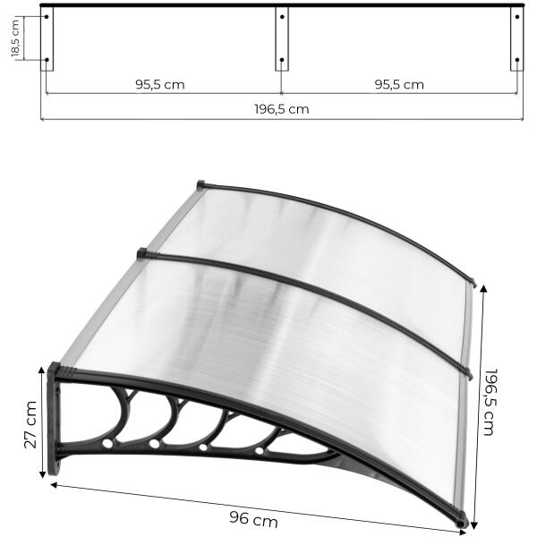 Tak over dør 200x100 cm polykarbonat beskyttelse dobbel ModernHome - Bilde 10