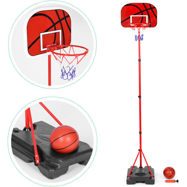 Justerbar høyde basketballstativ med kurv ball pumpe - Bilde 3