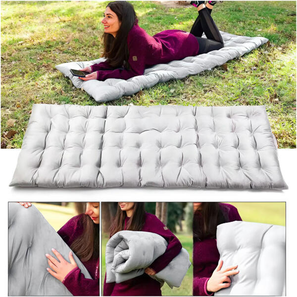 Pute til hage solsengstol 145 x 52 cm ModernHome Grå - Bilde 2