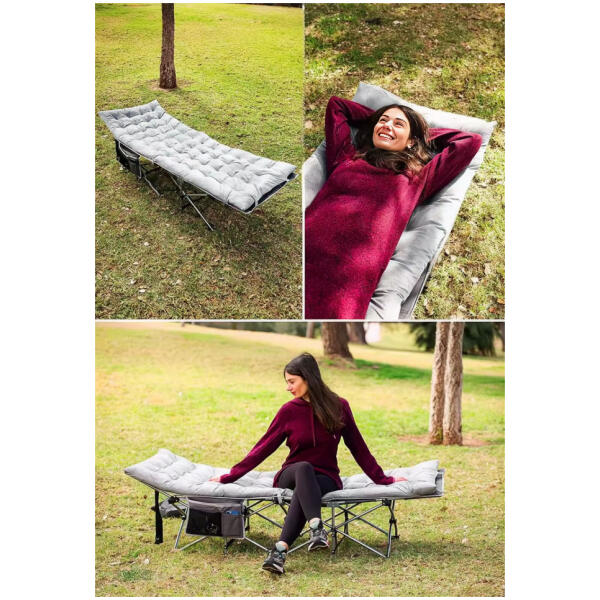 Pute til hage solsengstol 145 x 52 cm ModernHome Grå - Bilde 5