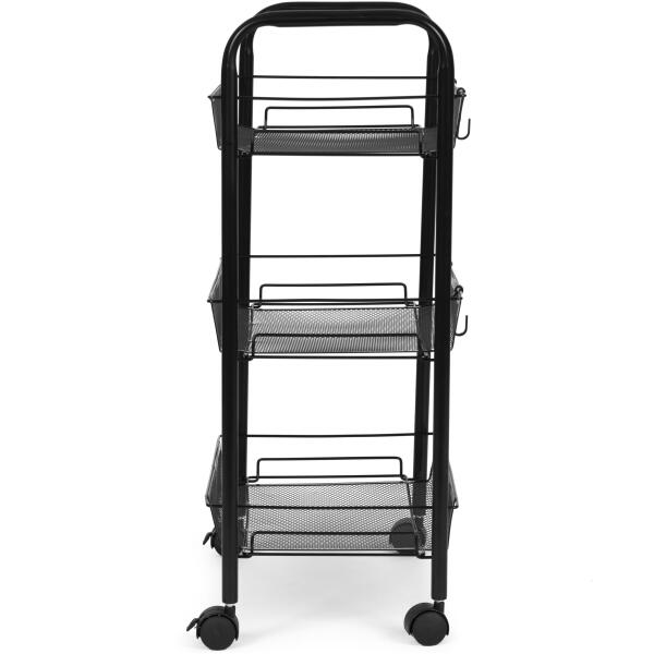 Metallhylle mobil baderom med 3 hyller hjul ModernHome Svart - Bilde 4