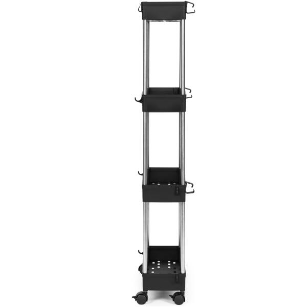 Plast hylle til badet med 4 hyller hjul ModernHome Svart - Bilde 9