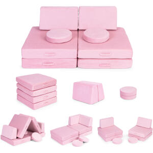 Stor modulær sofa for barn DIY 8 myke puter ECOTOYS Rosa