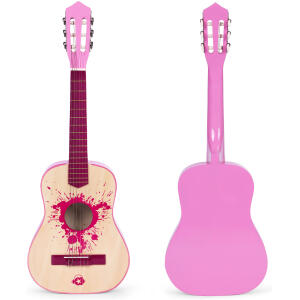 Gitar for barn stor 30 tre 6 strenger metall og nylon ECOTOYS Rosa