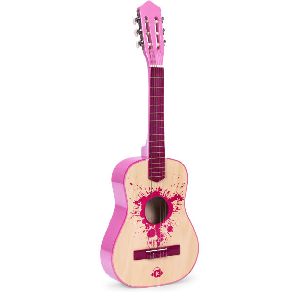 Gitar for barn stor 30 tre 6 strenger metall og nylon ECOTOYS Rosa - Bilde 2