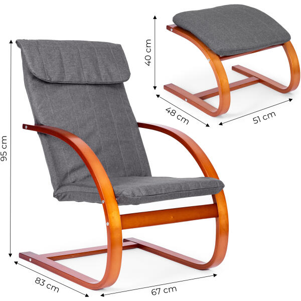 Finsk gyngestol med fotskammel lenestol ModernHome - Bilde 8