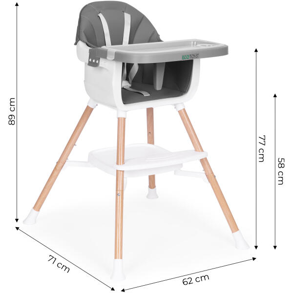 Spisestol 2-i-1 ECOTOYS Grå - Bilde 7