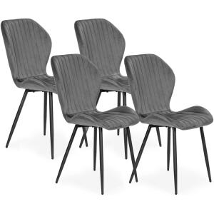 Sett med 4 stk moderne spisestuestoler velur fra ModernHome Grå