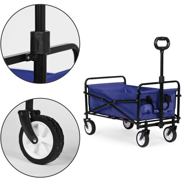 Sammenleggbar stor transportvogn hagevogn strandvogn 48x90 cm MultiGarden Blå - Bilde 4
