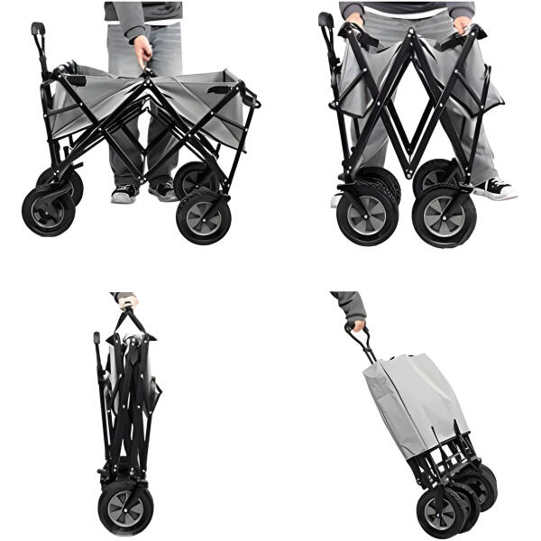 Sammenleggbar stor transportvogn hagevogn strandvogn 48x90 cm MultiGarden Blå - Bilde 5