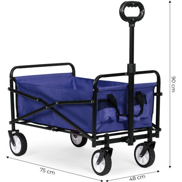 Sammenleggbar stor transportvogn hagevogn strandvogn 48x90 cm MultiGarden Blå - Bilde 7