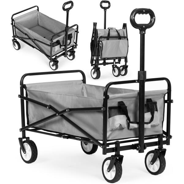 Sammenleggbar stor transportvogn hagevogn strandvogn 48x90 cm MultiGarden Grå