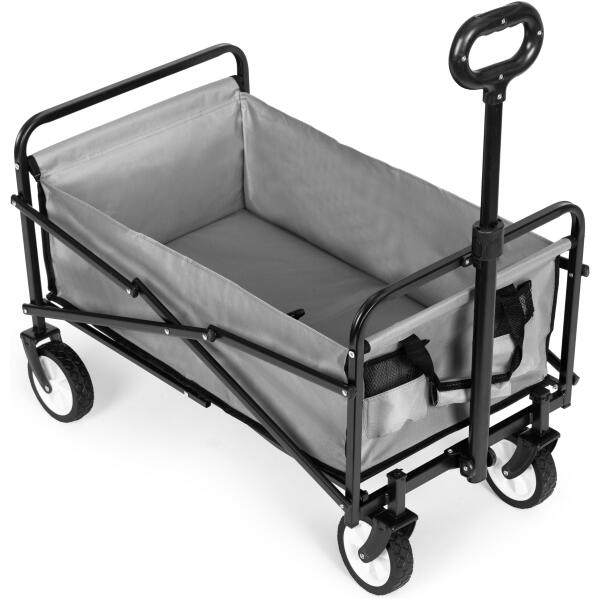 Sammenleggbar stor transportvogn hagevogn strandvogn 48x90 cm MultiGarden Grå - Bilde 2