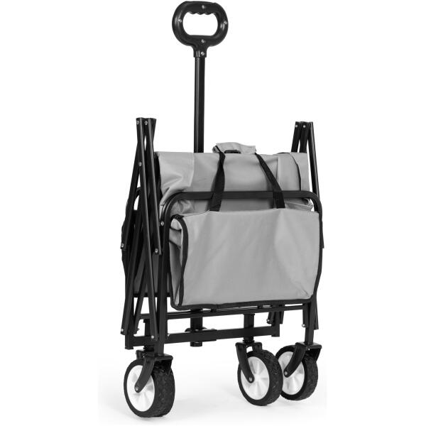 Sammenleggbar stor transportvogn hagevogn strandvogn 48x90 cm MultiGarden Grå - Bilde 3