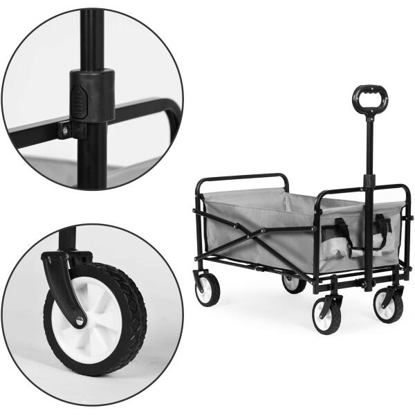 Sammenleggbar stor transportvogn hagevogn strandvogn 48x90 cm MultiGarden Grå - Bilde 4