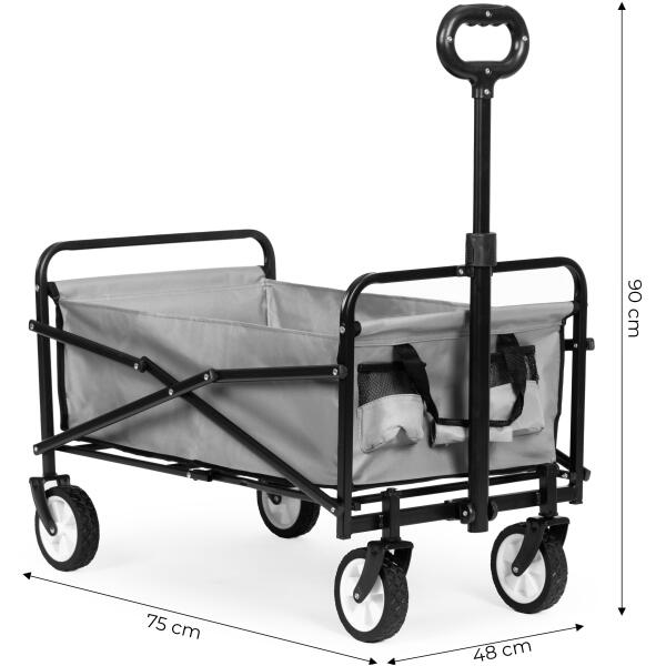 Sammenleggbar stor transportvogn hagevogn strandvogn 48x90 cm MultiGarden Grå - Bilde 7