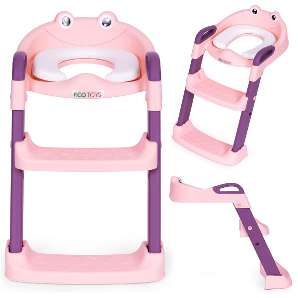 Barnetoalettsete med trappestige ECOTOYS Rosa