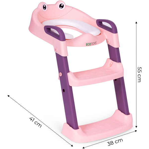 Barnetoalettsete med trappestige ECOTOYS Rosa - Bilde 7