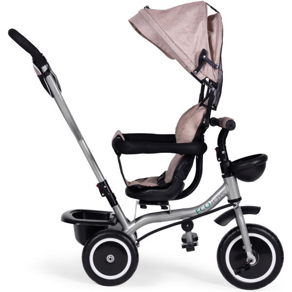 Trehjulssykkel barnevogn 2-i-1 roterbart sete sammenleggbar kalesje ECOTOYS Beige - Bilde 5