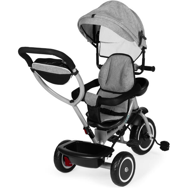 Trehjulssykkel barnevogn 2i1 roterbart sete sammenleggbar kalesje ECOTOYS Grå - Bilde 3