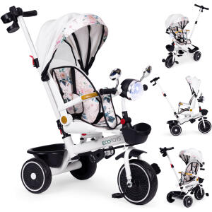 Trehjulssykkel for barn barnevogn roterende sete skyver baldakin ECOTOYS