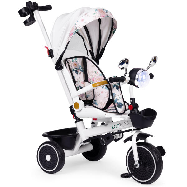 Trehjulssykkel for barn barnevogn roterende sete skyver baldakin ECOTOYS - Bilde 2