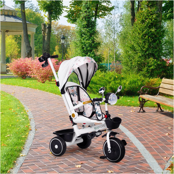 Trehjulssykkel for barn barnevogn roterende sete skyver baldakin ECOTOYS - Bilde 9