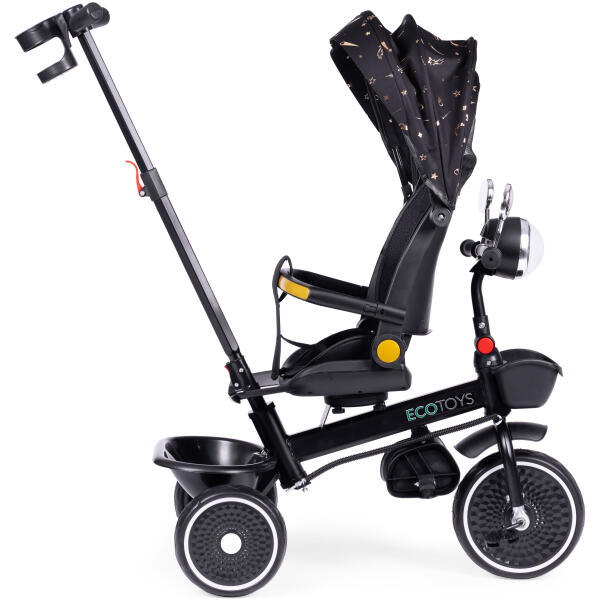Trehjulssykkel for barn sportsvogn roterbart sete skyver ECOTOYS Svart - Bilde 5