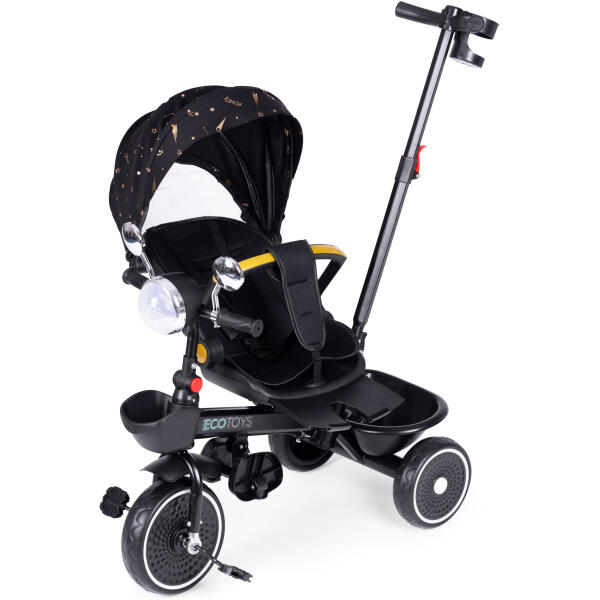 Trehjulssykkel for barn sportsvogn roterbart sete skyver ECOTOYS Svart - Bilde 6