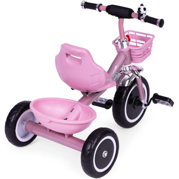 Trehjulssykkel sklisikre håndtak bjelle kurv ECOTOYS Rosa - Bilde 5