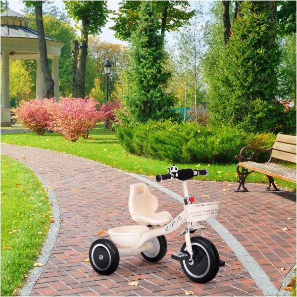 Trehjulssykkel sklisikre håndtak ringeklokke kurv ECOTOYS Beige - Bilde 7