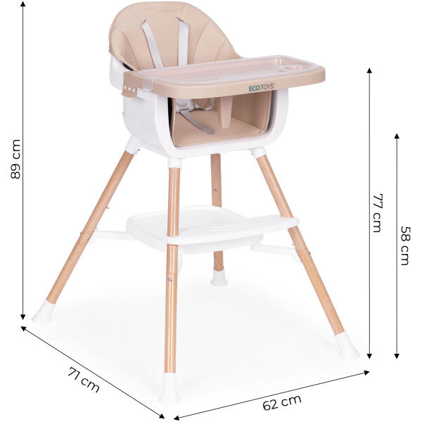 Spisestol 2-i-1 ECOTOYS Beige - Bilde 7