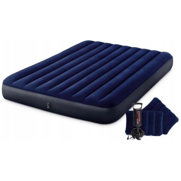 Oppblåsbar dobbel luftmadrass 203x152 cm med puter INTEX 64765 Velur