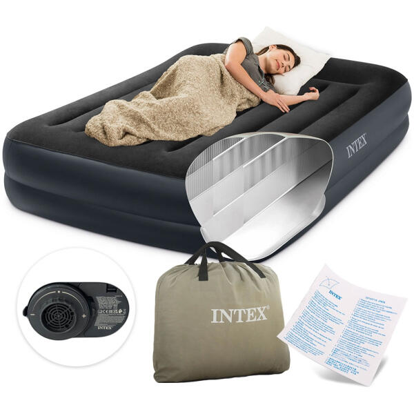 Oppblåsbar madrass for soving 203x152 cm dobbeltseng INTEX 64124