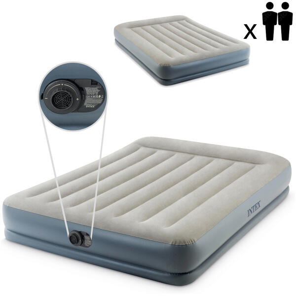 Oppblåsbar madrass 203x152 cm for soving med pumpe dobbel INTEX 64118