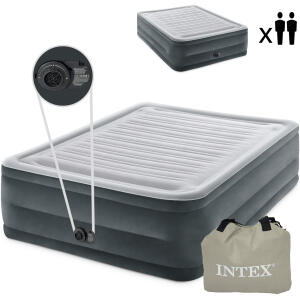 Intex 64418 Dobbel oppblåsbar madrass med automatisk pumpe 203x152 cm