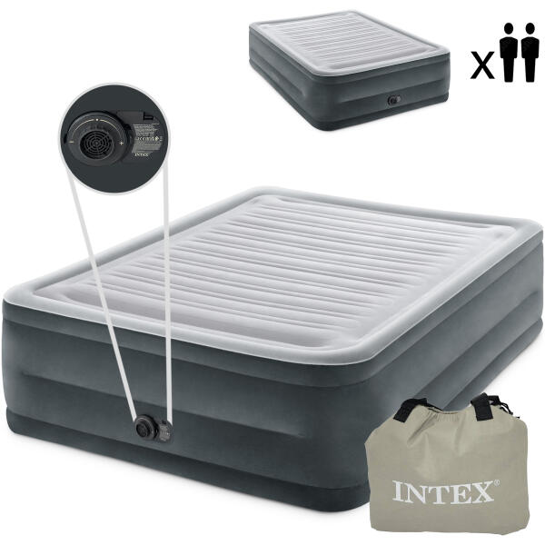 Intex 64418 Dobbel oppblåsbar madrass med automatisk pumpe 203x152 cm
