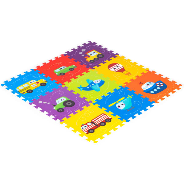 Barnas lekematte skumgulv mat puslespill kjøretøy 9 Deler 86x86cm IPLAY - Bilde 3