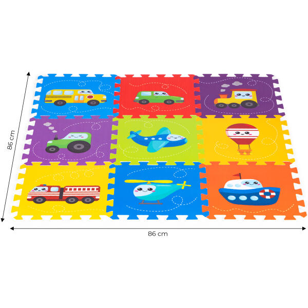 Barnas lekematte skumgulv mat puslespill kjøretøy 9 Deler 86x86cm IPLAY - Bilde 7