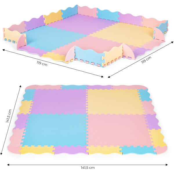 Skummatte med gjerde 141,5x141,5 cm 24 deler IPLAY Fargerik - Bilde 7