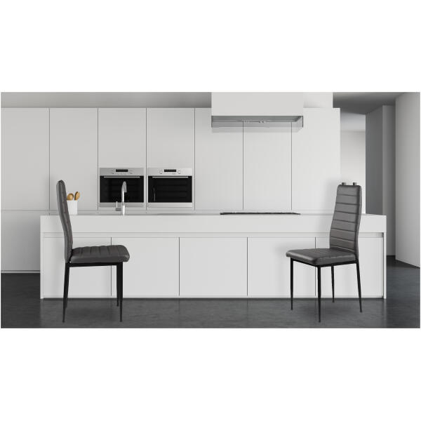 Sett med spisestuestoler i økolær 4 stk høyt ryggstøtte ModernHome Grå - Bilde 7