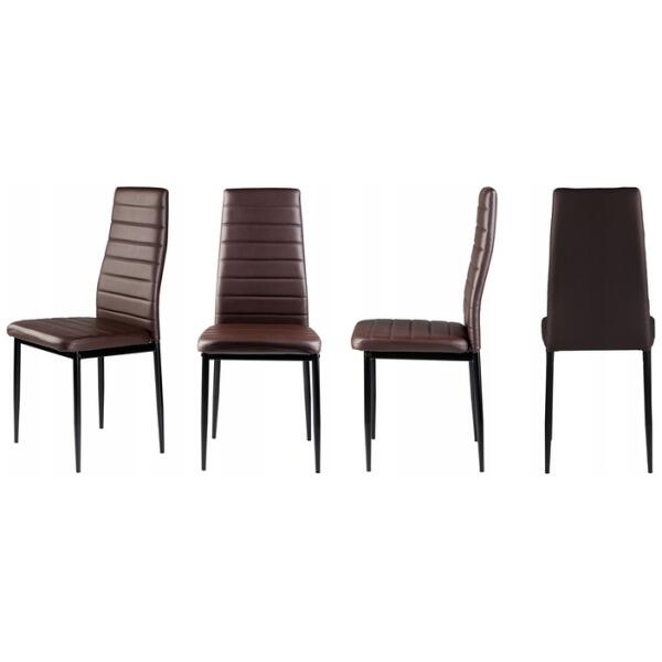 Sett med stoler 4 stk spisestuestoler i økoskinn høye rygger ModernHome Brun - Bilde 6