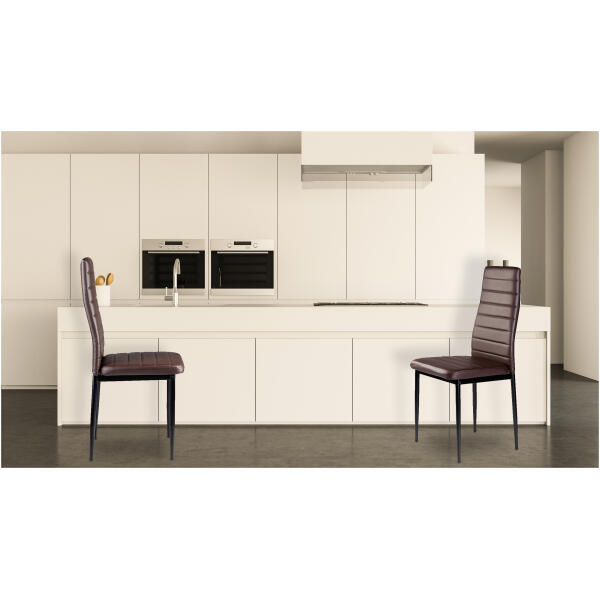 Sett med stoler 4 stk spisestuestoler i økoskinn høye rygger ModernHome Brun - Bilde 7