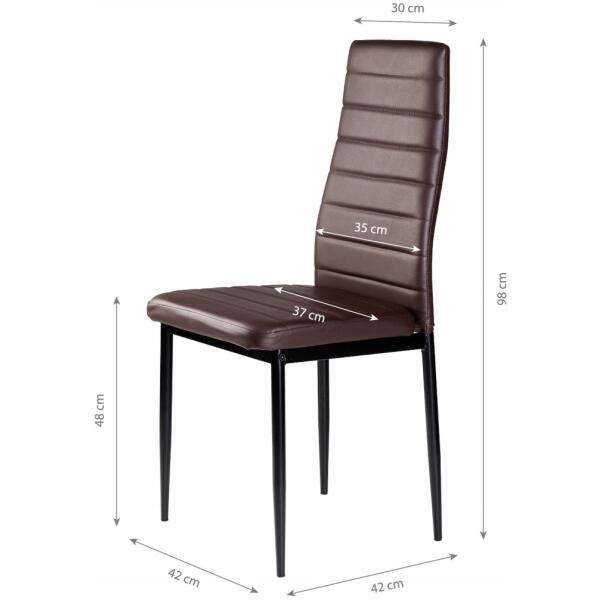 Sett med stoler 4 stk spisestuestoler i økoskinn høye rygger ModernHome Brun - Bilde 8