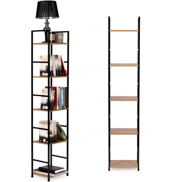 Moderne trehylle i tre med metallramme LOFT 5 hyller ModernHome
