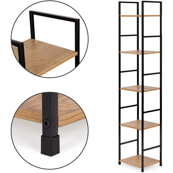 Moderne trehylle i tre med metallramme LOFT 5 hyller ModernHome - Bilde 6