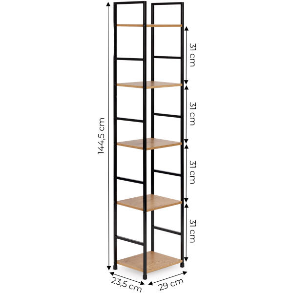Moderne trehylle i tre med metallramme LOFT 5 hyller ModernHome - Bilde 9
