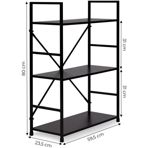 Trehyller trehylle metallramme bred LOFT ModernHome Svart - Bilde 10
